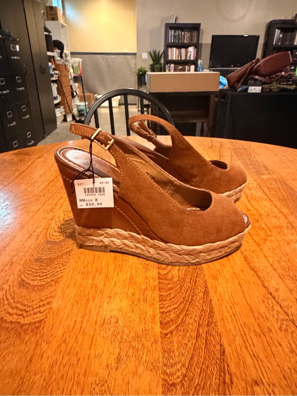 Women’s Brown Suede Wedge Sandals - Slingback Espadrille